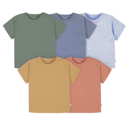 Image of Gerber Baby & Toddler 5-Pack Solid Short Sleeve T-Shirts Jersey 160 GSM