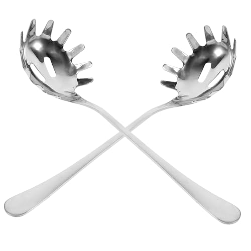 Cabilock Set Di Cucchiai E Forchette Per Spaghetti - Argento E Acciaio Inossidabile - Servispaghetti - Utensile Da Cucina Multifunzionale - Impugnatura Comoda
