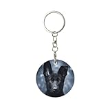 Chiot berger allemand noir berger allemand, Porte-clés rond en métal, Porte-clés en métal Porte-clés Porte-anneau Organisateur 1 pièce