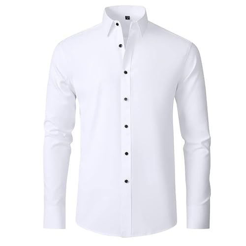 Lalapapa Men's White Shirt, Long Sleeve, Button Down Shirt