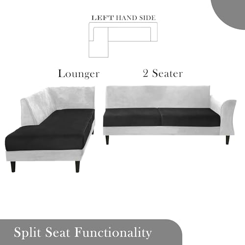 Image of Gratly LHS 4 Seater L Shape Sofa Set for Living Room (Black Grey Colour) Premium Fabric Sofa