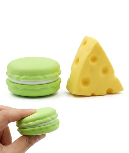 Image of 2Pcs Cheese Squishy, Taba Squishy, Dumpling Squishy-Stretchy Food-Shaped Sensory (Green and Yellow)
