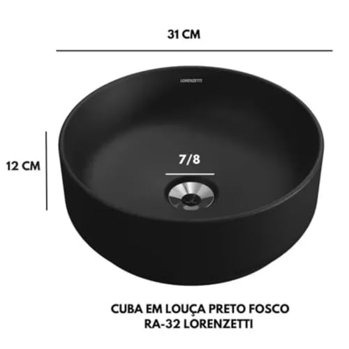 Cuba Redonda de Apoio RA-32 Preto Fosco Lorenzetti