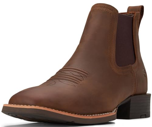 Image of SUREWAY Men's Western Chelsea Boots, Genuine Leather Slip-On Ankle Boots