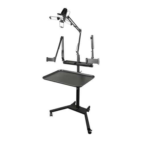 JZsmpmu Multifunctional Tattoo Workstation, Tattoo Light and Stand for Tablets and Mobile PhonesTattoo Table with Wheels