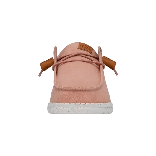 HEYDUDE Women's Wendy Washed Canvas Slip On Loafer, Rose Cloud Size 8 | Embroidered Heel, Easy On Casual Shoe, Removable Foam Insole angle 7
