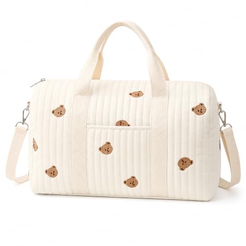 Xygobla Embroidery Changing Bag Tote Large Capacity Stylish Cotton Mommy Bags Hospital Maternity Tote Handbag Portable Travel Bag Multifunction Nappy Diaper Messenger Bag for Travel Hospital Birth