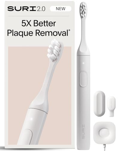 Image of SURI 2.0 New Sonic Electric Toothbrush with Pressure Sensor | 1 Month+ Battery | Electric Toothbrush for Adults | Travel Toothbrushes | Tooth Brush | White