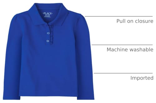 Image of The Children's Place Girls' Uniform Long Sleeve Ruffle Pique Polo
