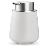 KAWEINA ハンドソープボトル ソープディスペンサー 泡 手動 押しタイプ ポンプ式 手洗い セラミック 磁器 陶器 広口 詰め替え ハンドソープ用 食器用洗剤 北欧スタイル 台所 キッチン 洗面所 トイレ バスルーム お風呂場 ドロップ型 シルバー+ホワイト AN05-1
