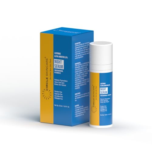 Circle Skincare Lustrous Alpha Arbutin 0.5% Night Serum with Niacinamide & Vitamin E, 30 ml | Reduces Pigmentation, Acne Marks & Dark Spots | Paraben, Sulphate, Acrylate, Phthalate Free