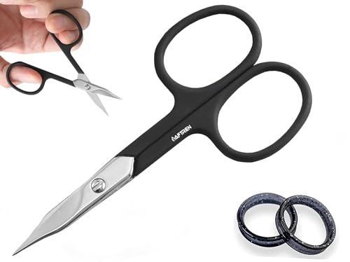 Ciseaux à ongles incurvés, ciseaux à cuticules, ongles de pieds, qualité de marque, Extra fins et tranchants pour femmes et hommes, 4 pouces, noir