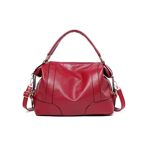 SMALLBLUER Women Classic Shoulder Bag Soft Leather Crossbody Bags Casual Handbag-Wine Cover