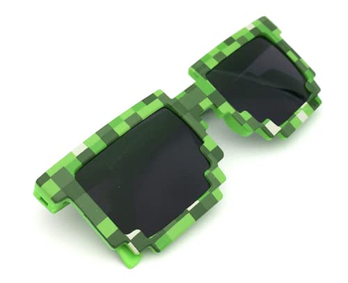 Image of Check Sunglasses Pixel Gangsta Life Funny Novelty Shades With Box Packing (CHECK-GREEN)