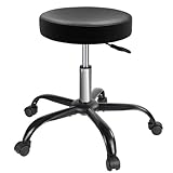 BRAXON Rolling Stool, Stool Chair - Adjustable Height (17"-23") Swivel Salon Stool, 13" Wide Waterproof PU Leather Seat, Heavy-Duty Metal Base for Tattoo, Massage, Spa, Clinic & Home Office