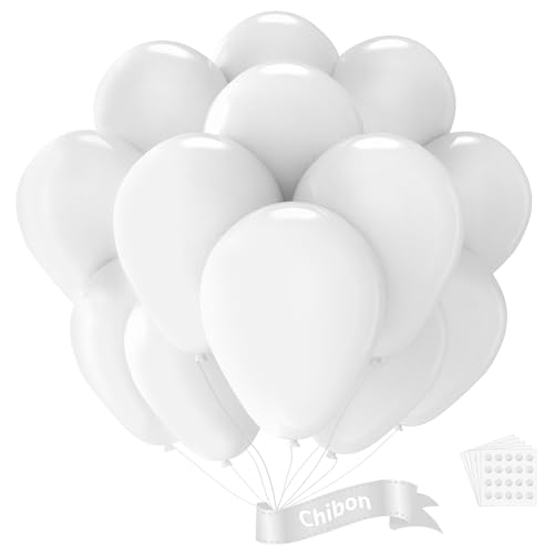 Chibon White Latex Balloons 150pcs 5 inches Round Helium Balloons or White Themed Wedding Graduation Birthday Party Backdrop 4th of July Decorations Independence Day