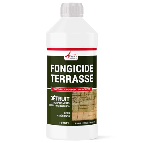anti mousse terrasse, produit anti-mousse concentré pour 250m², traitement fongicide et anti-depot, algicide pour sol pierre et bois - 1 L (jusqu'à 250 m²)...