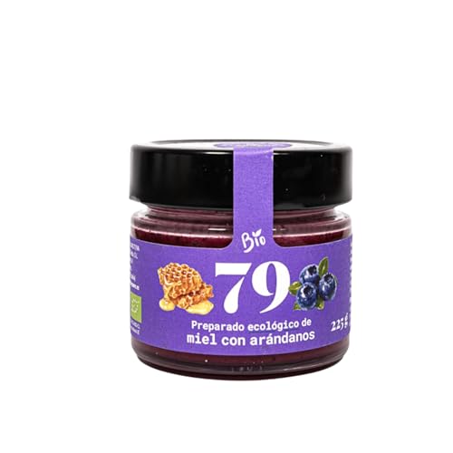 79 Setentaynueve - Miel con Arándanos Ecológica 225 g - Preparado BIO de Miel con Arándanos Liofilizados - Miel Orgánica con Fruta - Producto Natural Gourmet - Producción Artesanal de España