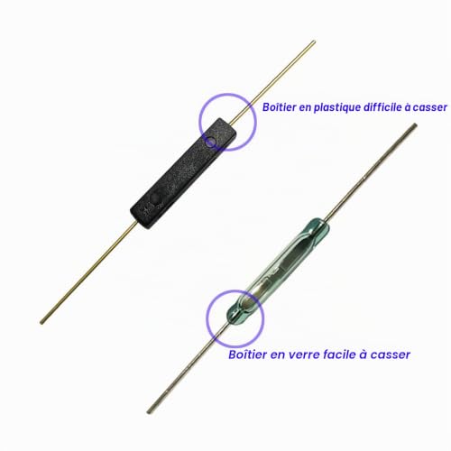 Gebildet Lot de 10interrupteurs à lames en plastique Contact à lames, Aimant proche – Circuit de connexion, Aimant éloigné – Circuit de coupure, Interrupteur à induction magnétique avec10pcs aimant – vue 3