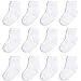 YANWANG 12 Paar Kleinkind Jungen Rutschfeste Socken Nette Baumwolle mit Griffen, Baby Jungen Mädchen Anti-Rutsch-Socken(8#Weiß,3-5 Jahre)