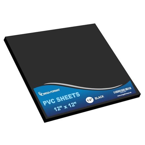 Image of Mega Format Expanded PVC Plastic Sheets - 12 inch X 12 inch Rigid Black Sheet for Crafts, Signage, & Displays - Sintra, Celtec PVC Board - Waterproof for Outdoors Use - 1 /2 inch Thick - 1-Pk-Black