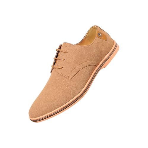 Men's Suede Oxford Shoes Formal Casual Walking Shoes Men's Suede Dress Shoes Casual Lace-Up Oxford Shoes (Khaki,12)