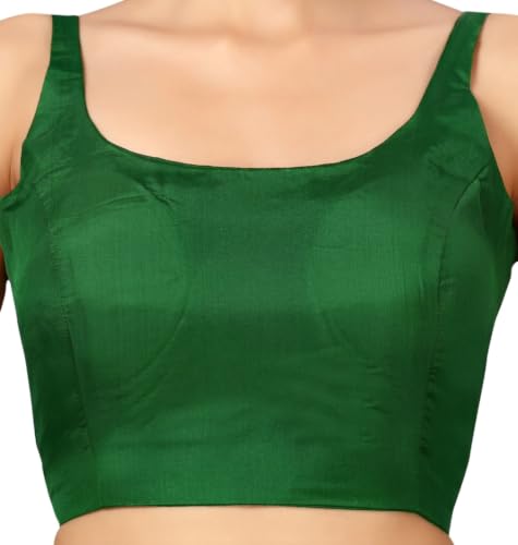 Image of Studio Shringaar Women's Polyester Sleeveless Satin Padded Saree Blouse