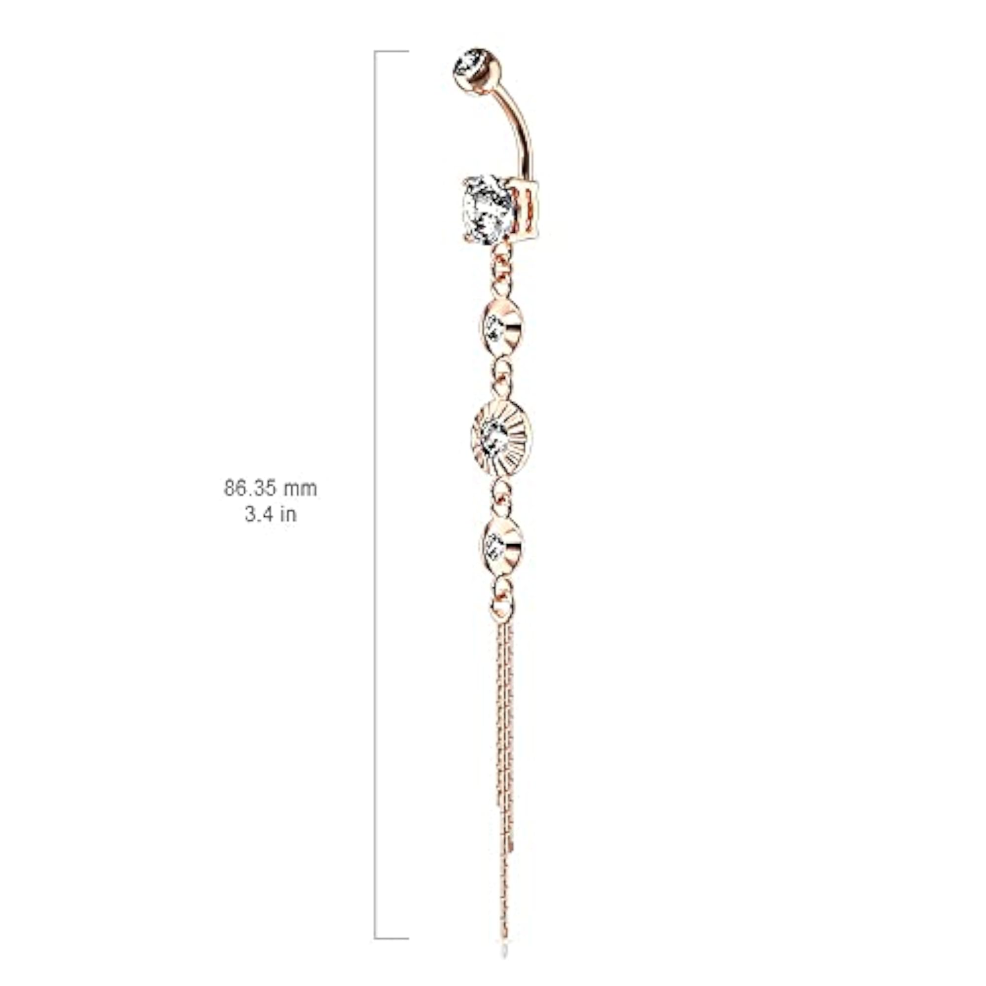 CZ Centered Crystal Drop Chain Belly Button Ring