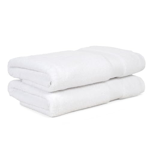 Image of Arvind 100% Cotton Towels for Bath | Towels for Bath Large Size | 500 GSM Bath Towel - Soft & Absorbent | 2 Piece Bath Towel for Men /Women | Urban Comfort | 70 cm x 140 cm - White
