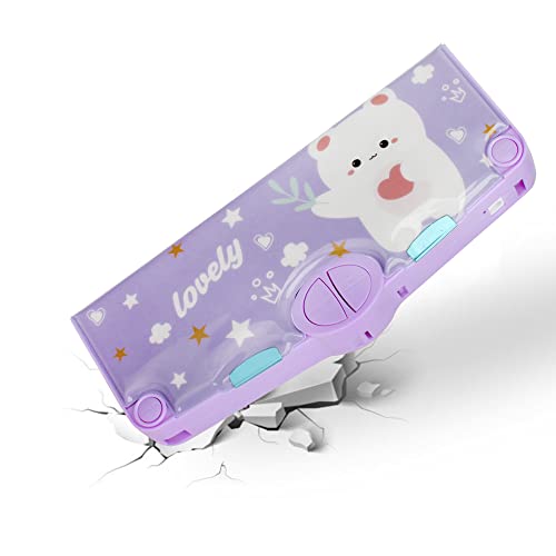 Image of Minache Multifunction Pencil Case Pencil Box with 2 Compartments Cartoon Pattern Stationery Set with Pop Out Scissors and Pencil Sharpener, 7483+Style 3, bh-07483-03AD