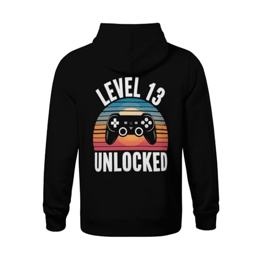 Kids Level 13 Unlocked Funny Video Gamer 13th Birthday Gift Boys Girls Lightweight Kangaroo Pocket Fleece Hoodies3