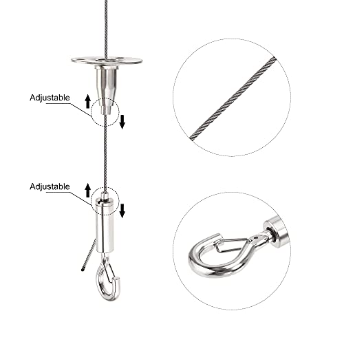 Image of uxcell Picture Hanging Wire Kit, 4Set 1M Adjustable Hanger Wire Hook for Home Art Gallery Picture Display Kit, Load 66 Lbs, with 16Set Screws