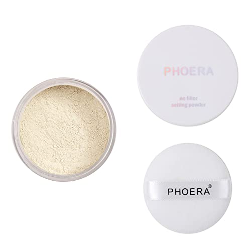 PHOERA Setting Powder Control Oil Brighten Skin Color Cover Blemish Whitening Face Setting Loose Powder, Great Choice and Gift for Grils. (01#Translucent)