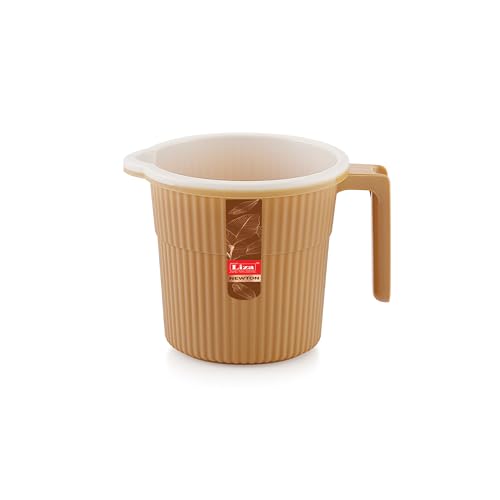 Image of Modern Heavy Plastic Bathroom Set Of 2 - 20L Bucket & 1L Mug Combo, Pastel Brown
