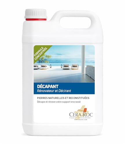 Décapant-Rénovateur Pierres Naturelles – Décrassant Puissant – Élimine Cires légères & Encrassement – Pour Pierre Calcaire, Travertin, Carreau Ciment, Ardoise, Terrasse – Restaure les Sols (1 Litre)