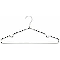 JH AUTOSTORES 20x Heavy Duty Premium Rubber Coated Metal Hangers FOR Space Saving Organiser Clothes Hangers for Wardrobes Coat Rack Rails Thin and Non-Slip Chrome (BLACK)