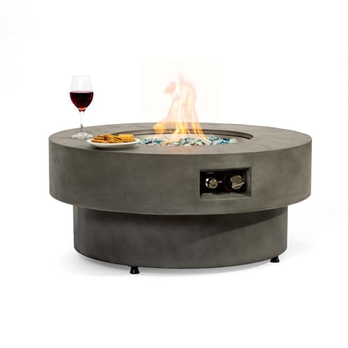 AJ ENJOY Outdoor Fire Pit Table Propane Gas Fire pits Outdoor Fireplaces 33'' Round Firepit Table,...