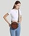 COOLCY Real Leather Crossbody Bags for Women fashion Circle Cross Body Designer Round Purses (Coffee)