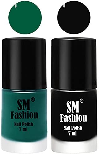 Image of Long Lasting Nail Polish | Nail Paint Combo 7 ml Each) - Set of 2 Green-Black