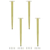  Ulifestar Lot de 4 pieds de meubles ronds fuselés en métal robuste pour canapé, armoire, bar, lit, table, chaise, ottoman, commode, bureau, projets de bricolage à domicile (50 cm de hauteur, doré)