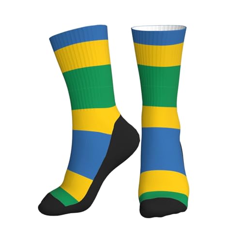 ZQYTGFDC Chaussettes de sport mi-mollet drapeau gabonais, antidérapantes et durables, adaptées pour un usage quotidien.