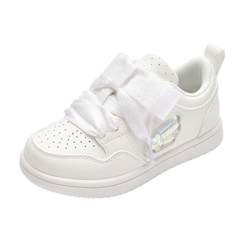 Balabala Little Girls Sneakers with Cute Bow Tie, Toddler Lightweight Comfortable Hook and Loop Casual Shoes