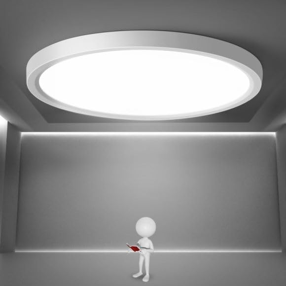 Oraymin LED Deckenleuchte Flach Rund, Deckenlampe 18W IP44 Wasserdichte Badezimmer Lampe, 3000K|4000K|6500K Schlafzimmerlampe LED Panel für Küche Schlafzimmer Flur Keller Balkon, Ø23cm