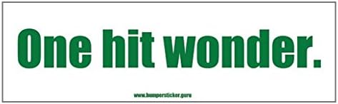Bumper Sticker Guru 1023 - One hit Wonder. - Removable Bumper Sticker 10 x 3 inches