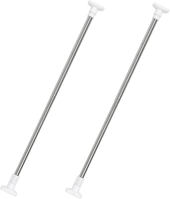 Uptrennd Store 4 Pcs Telescopic Clothes Drying Rod - Gold Retractable Shower Curtain Pole, Extendable Door Curtain Stick, Plastic Rail With Spring - White