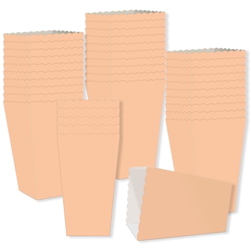 Image of 36 Pcs Salmon Popcorn Boxes - 2 x 4.5 x 2.7 inch Mini Popcorn Bags - Pastel Popcorn Boxes