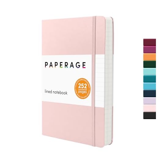 PAPERAGE Lined Journal Notebook, (Blush), 252 Pages, Medium 5.6 in x 8 in - 100 GSM Thick Paper – Hardcover Journaling Notebook for Work, School & Note Taking