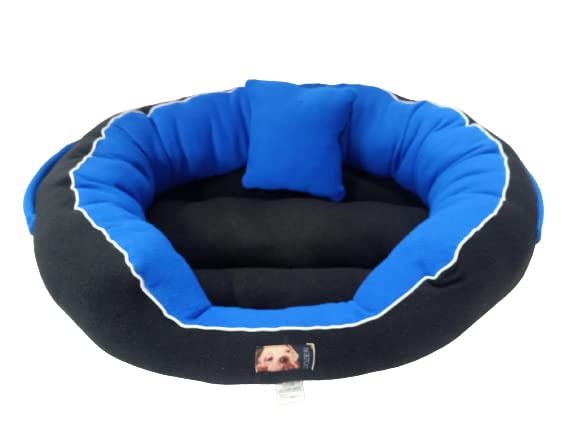 Dozer All Weather Special Fleece Dog Bed & Cat Royal Blue & Black Color Anti-Skid Bottom & Machine Washable (Reversible) XL