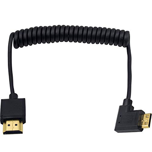 Cable mini HDMI en espiral para monitorizar video de videocámara y tablet
