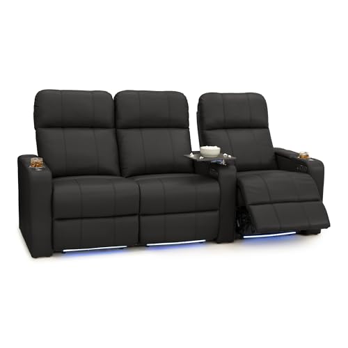 Image of Seatcraft Monterey Home Theater Seating Black Row of 3 Left Loveseat